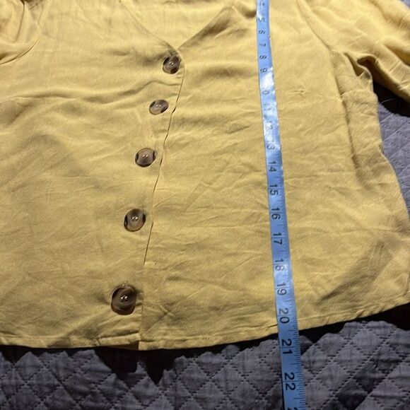 Urban Romantics Mustard Yellow Blouse Sweater Buttonup - Picture 8 of 9